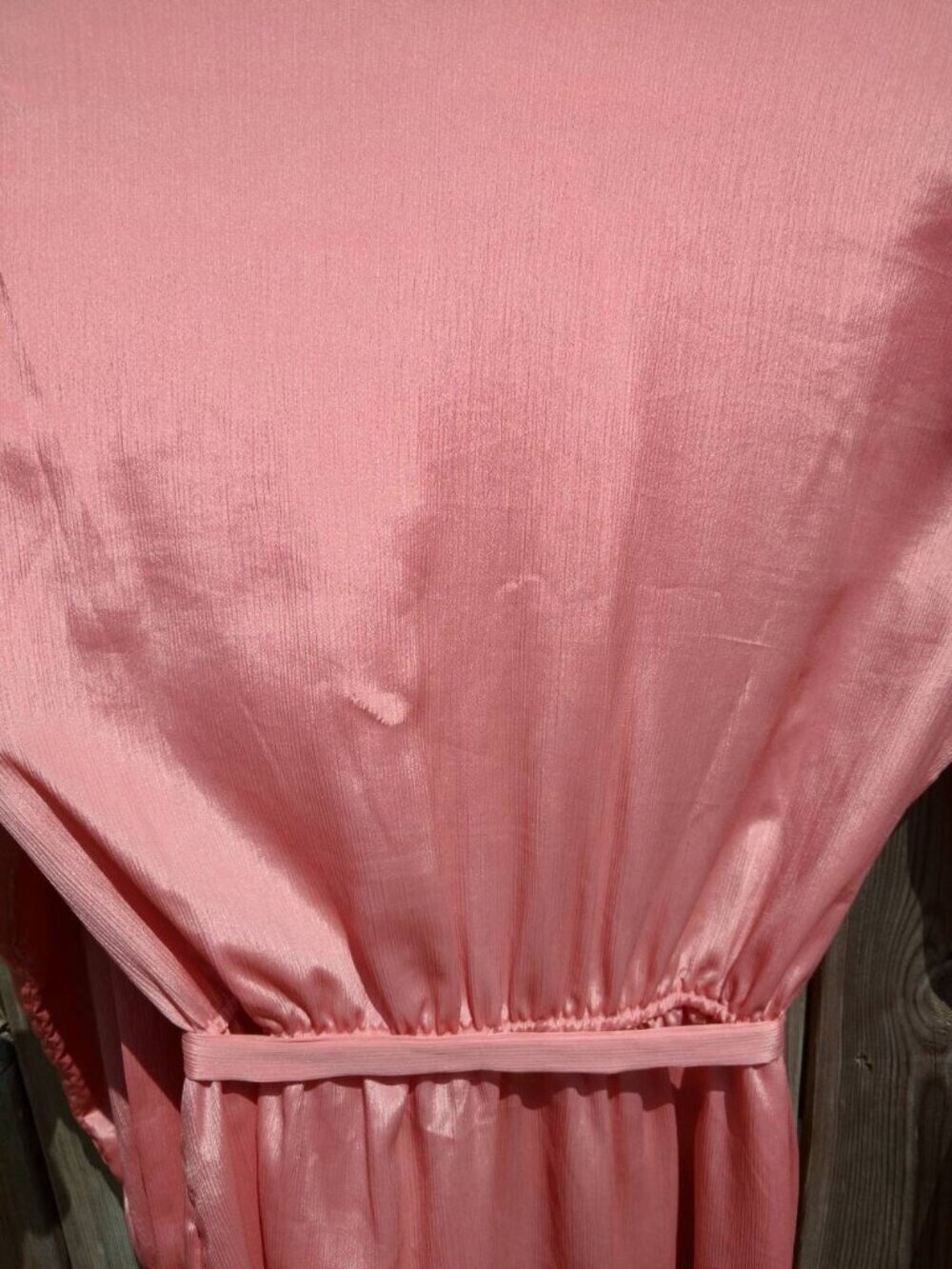 Vintage Pink Silky Dress 38" Bust Secretary Collar Pockets Long Sleeves - Picture 6 of 10